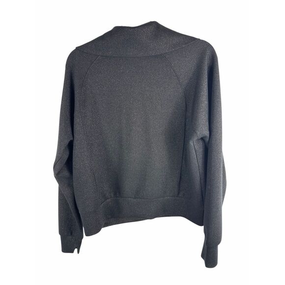 Spanx AirEssentials Shine Half Zip Sweatshirt- Very Black / Silver Shimmer Size - Picture 6 of 12
